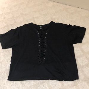 Black Criss Cross T - Shirt